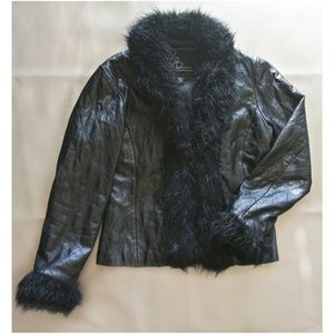 Leather Jacket with Fur Collar